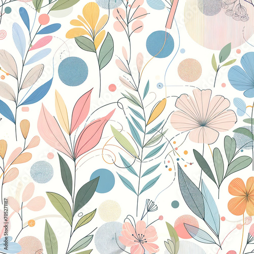 Illustration capturing the essence of spring, seamless pattern with flowers. © Attila