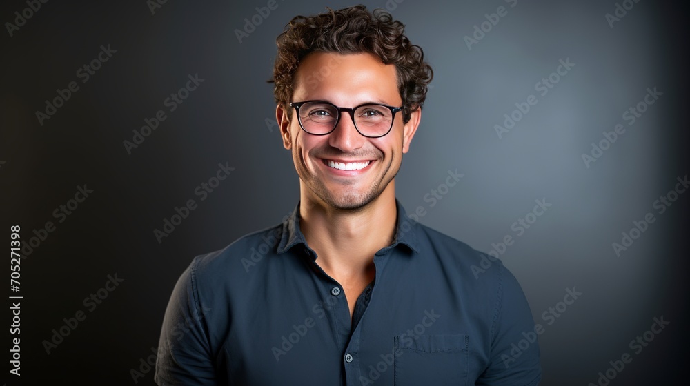 A picture of a young, happy, smiling teacher or student standing next to a chalkboard. A picture of a young, happy, smiling teacher or student standing next to a chalkboard.