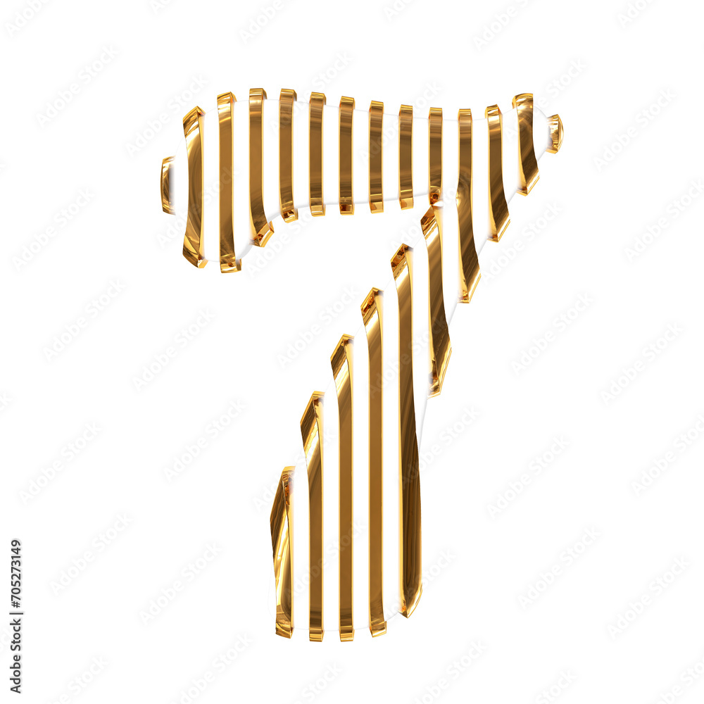 White symbol with gold vertical ultra thin straps. number 7 White symbol with gold vertical ultra thin straps. number 7