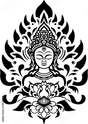 Thai buddha ornament drawing