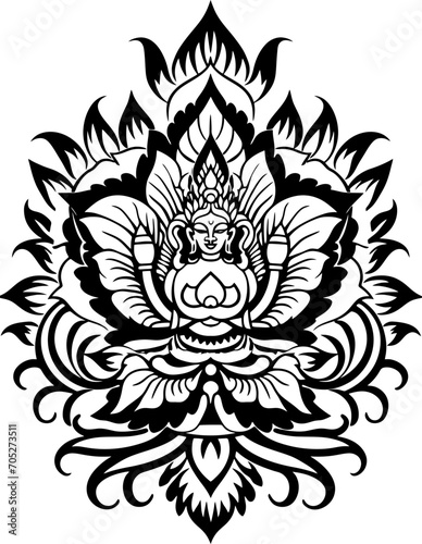 Thai buddha ornament drawing