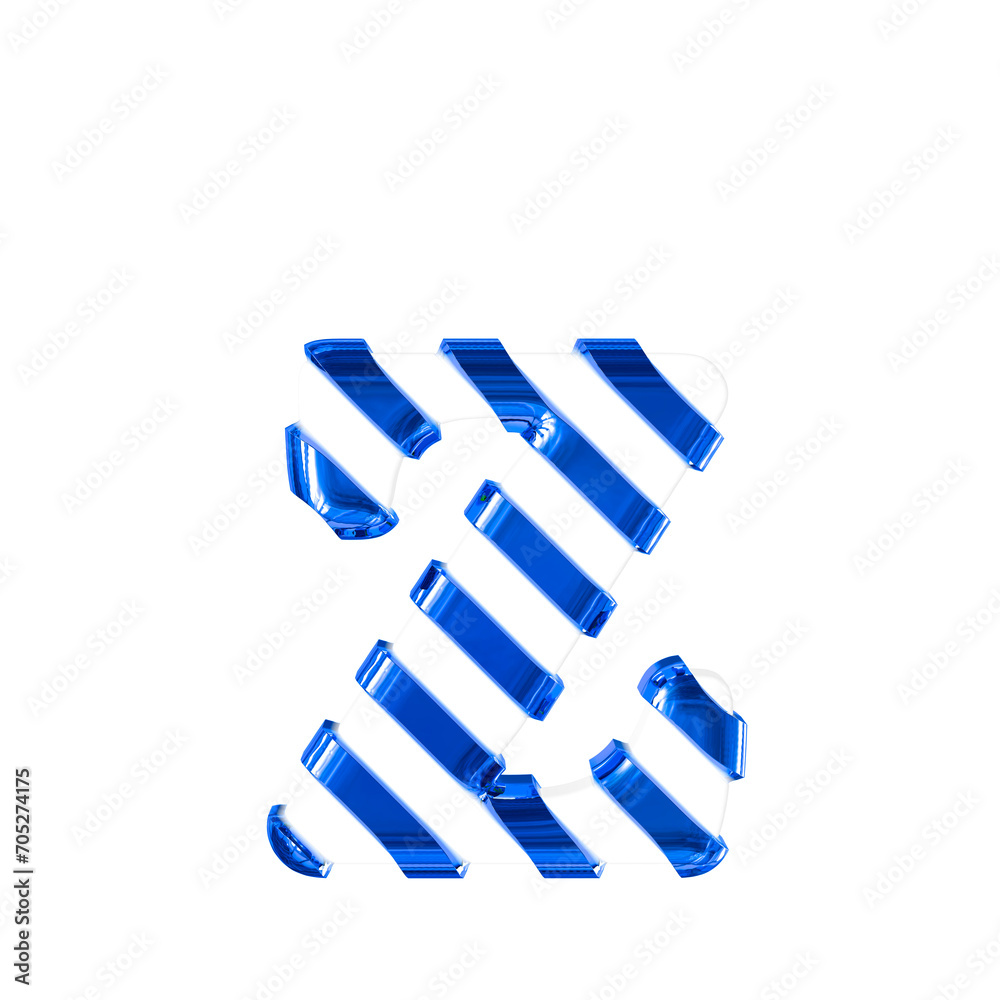 White symbol with thin blue diagonal straps. letter z White symbol with thin blue diagonal straps. letter z