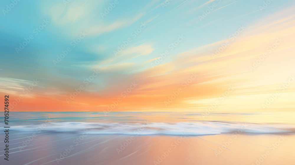 Abstract graphic background of Serene and colorful Beach Sunset with Motion Blur
