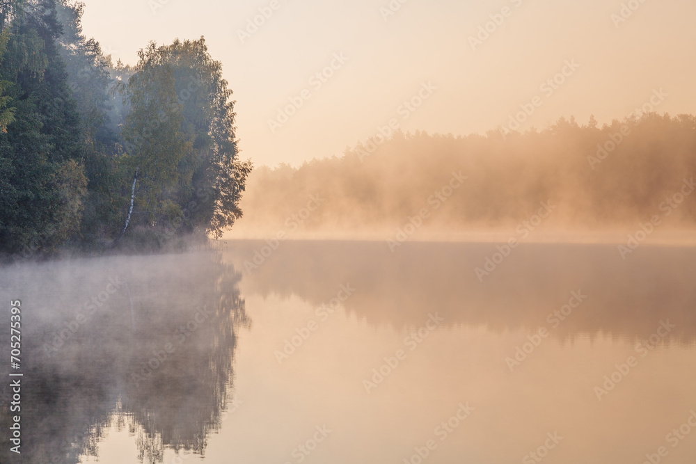 foggy lake landscape