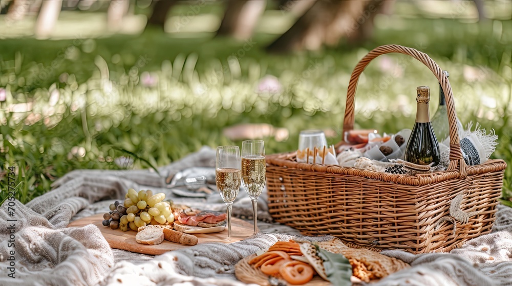 A simple pleasure - a picnic in the park on a summer day A simple pleasure - a picnic in the park on a summer day