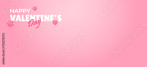 Happy Valentine's day background with realistic hearts. Pink background for product presentation. Holiday cover for sale template. Vector illustration © Andrii