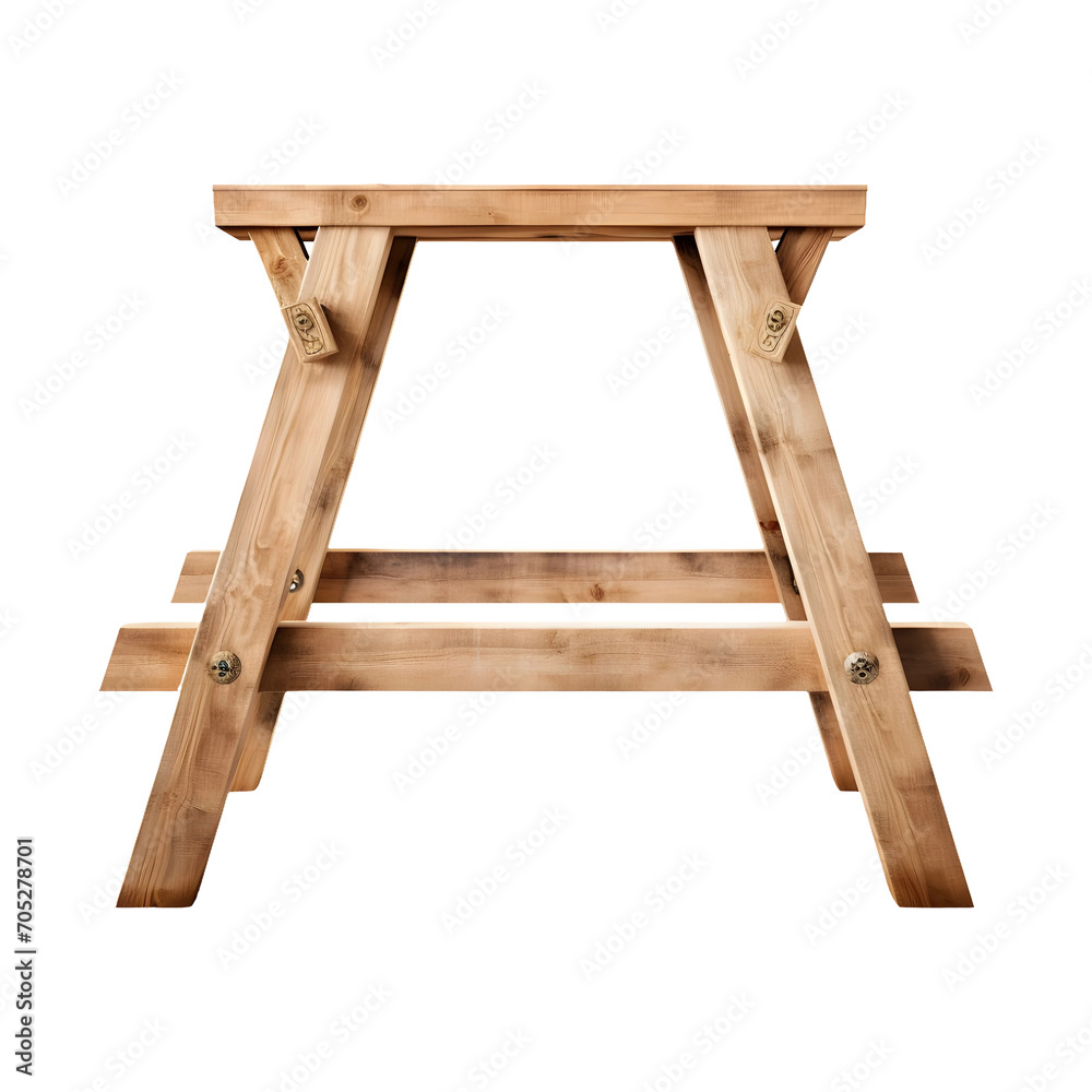 WOODEN_SAWHORSE isolated on white and transparent background
