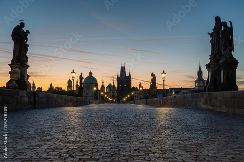 Canvas Print sunrise in the morning on charles bridge