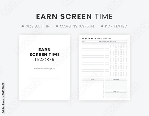 Editable Earn Screen Time Checklist for Teenagers and Kids, Printable Screen Time Chore Chart Tracker