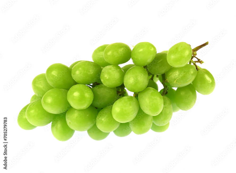 close up on green grape isolated on white background close up on green grape isolated on white background
