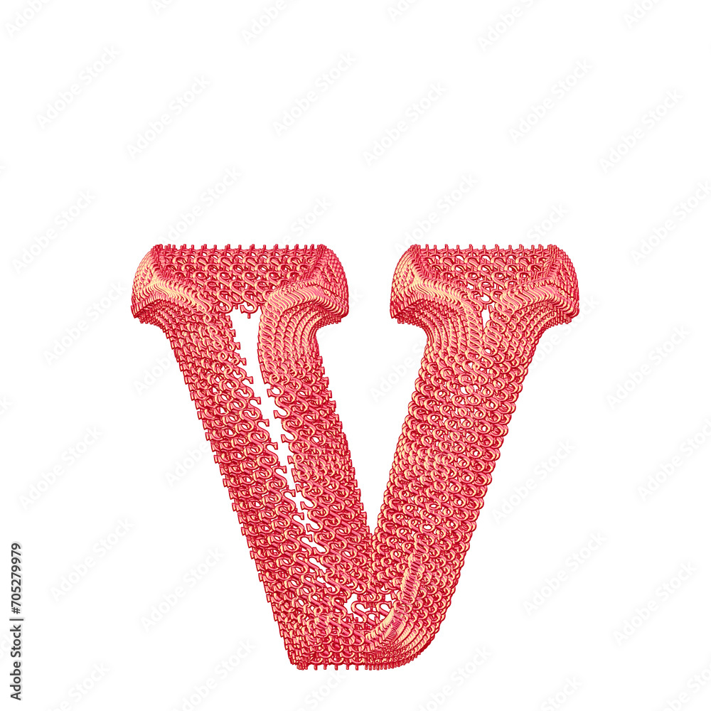 Symbol made of pink dollar signs. letter v