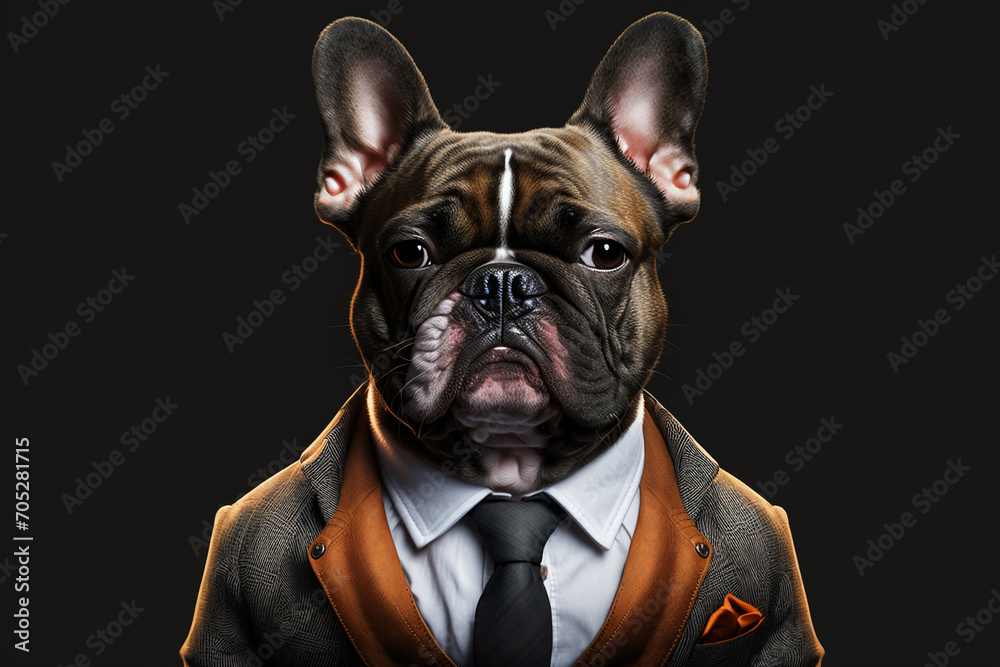 french bulldog in business suit. created with generative AI technology