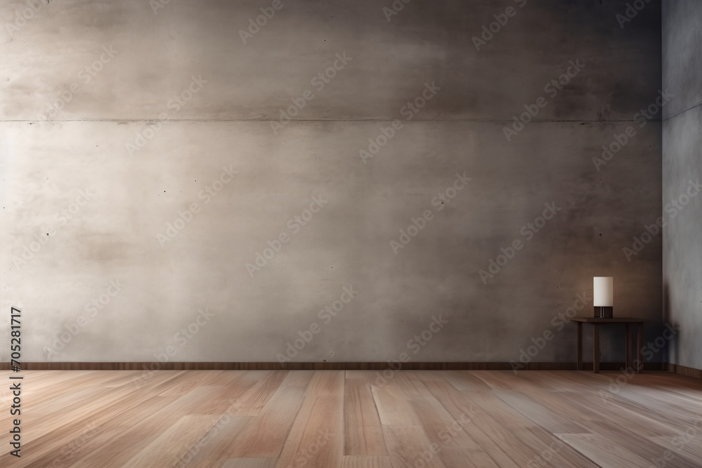 Empty room with concrete wall and wooden floor Empty room with concrete wall and wooden floor