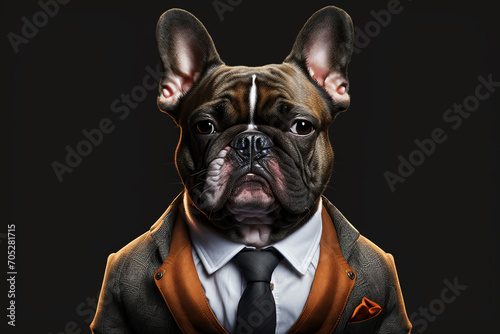 french bulldog in business suit. created with generative AI technology © VSzili
