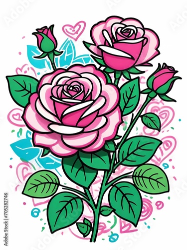 Eternal Roses Tattoo Collection  Timeless Beauty in Ink  Inked Roses Series  Vibrant  Stylized  and Embellished   Vibrant colors  bold black outlines  and embellishments 