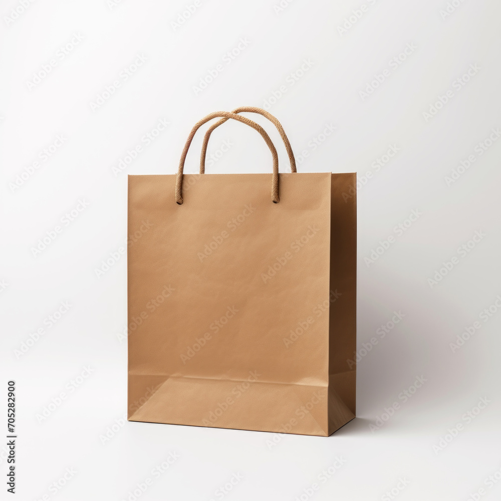 Brown paper bag on white background, Mockup for design Brown paper bag on white background, Mockup for design