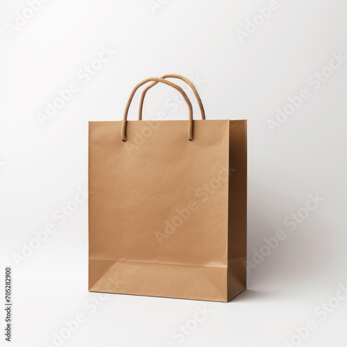 Brown paper bag on white background, Mockup for design