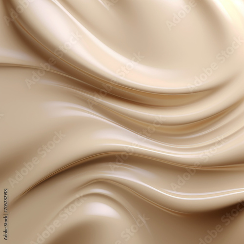 Beige foundation background liquid texture creamy splash swirl. 3d render abstract. Cosmetics brand background