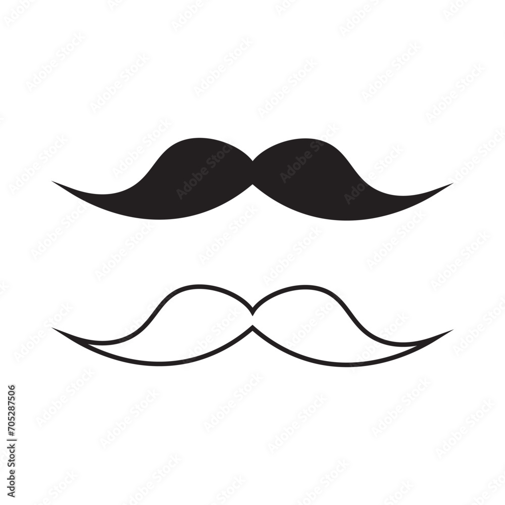 The vector illustration of mustache icon editable stroke, sign, symbol outline line button isolated on white The vector illustration of mustache icon editable stroke, sign, symbol outline line button isolated on white