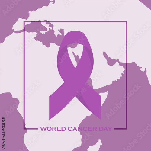 world map for the World cancer day event. Awareness prevention treatment.