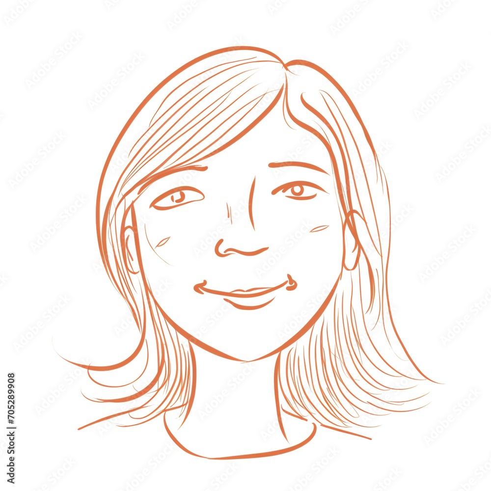 Outline of Positivity: Cheerful Female Sketch Symbolizing Happiness and Optimism