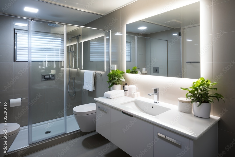 Fototapeta premium Modern bathroom interior with plants