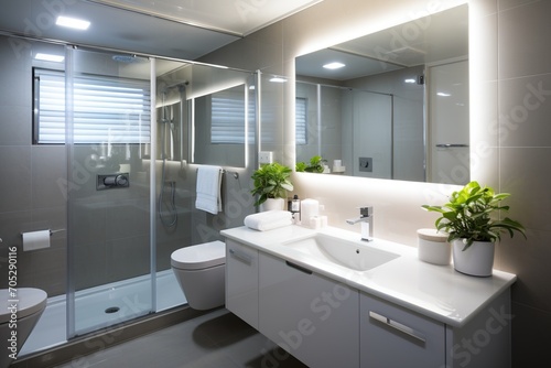 Modern bathroom interior with plants