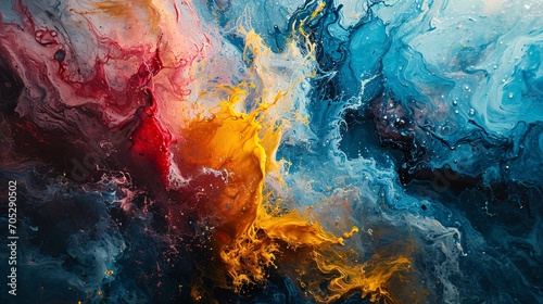 Vibrant Creative Burst: Abstract Acrylic Paint Splatter in Rainbow Colors