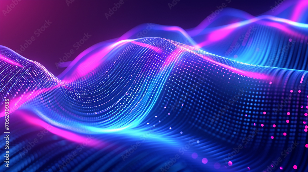 Curves And Waves Of Neon Light Shaping A Futuristic Background