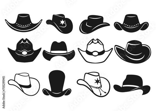 Bild auf Leinwand Set of cowboy hat icons