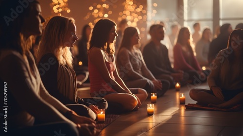 Group of People Meditating in a Room