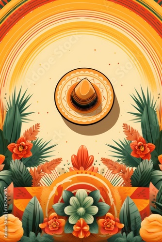 Cinco de Mayo holiday background, sombrero, cartoon style