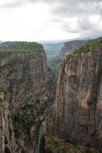 Panorama landscape of Tazı Kanyonu (aka Eagles Canyon, Tazi Canyon) and Bilgelik Vadisi (aka Wisdom Valley). Located in Köprülü Canyon National Park, Antalya, Turkey © enderbayindir