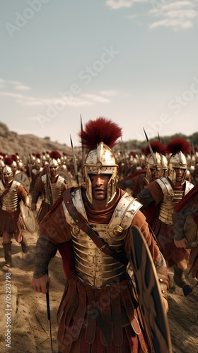 Roman soldiers marching in formation