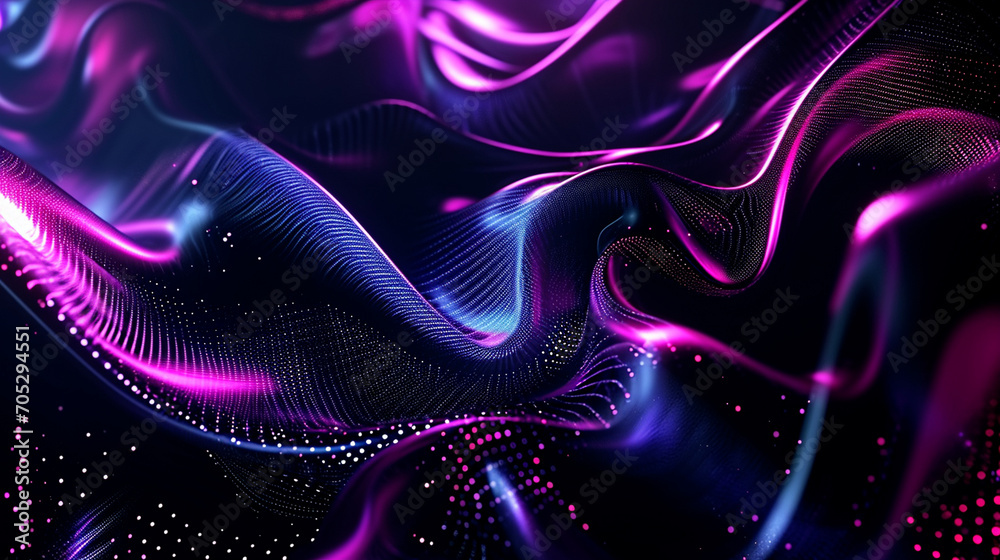 Fototapeta premium Dark Abstract Background With Neon Waves And Futuris Scene Technology Wallpaper