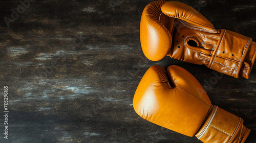 Yellow boxing gloves on a black background photo