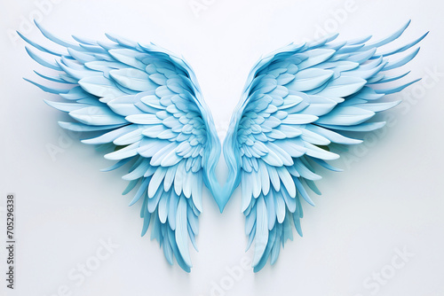 blue angel wings isolated on white background photo