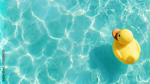 Rubber duck swimming in pool