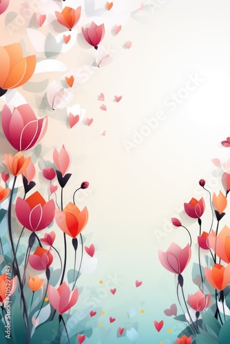 fresh spring flowers in cartoon style