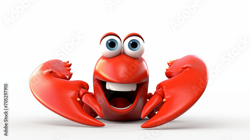 cartoon 3D lobster isolated in white background