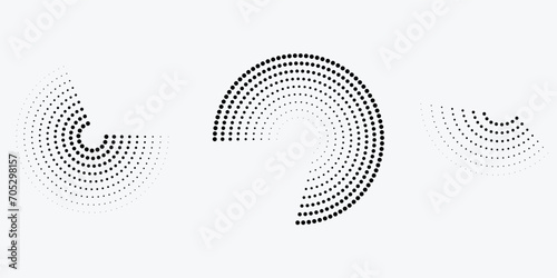 Circle dot frame. Circular border with effect halftone. Modern faded ring. Semitone shape round. Point sphere boarder. Dotted geometric pattern