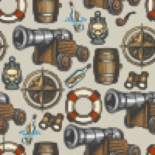 Ship items colorful seamless pattern