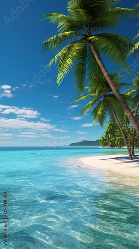 Beach with palm trees and crystal clear water