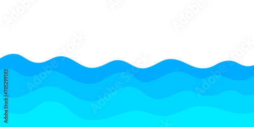 Blue Wave Water Element Vector with Transparent Background. Curve Border Frame Wallpaper Presentation Education Business Design Ocean Sea Liquid Flow Wavy Gradient Flat Normal Simple