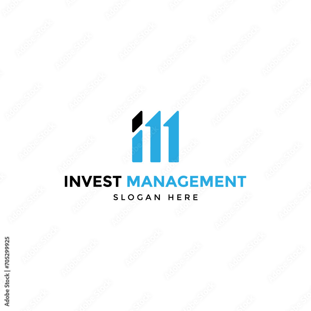 Minimalist letter I M or M with invest management business logo design template