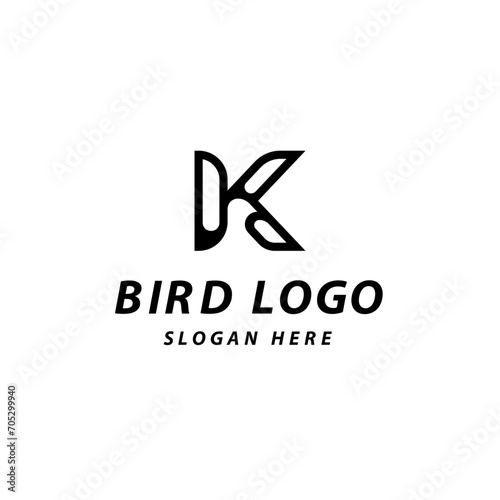 Minimalist letter K creative with head bird vector logo design inspiration