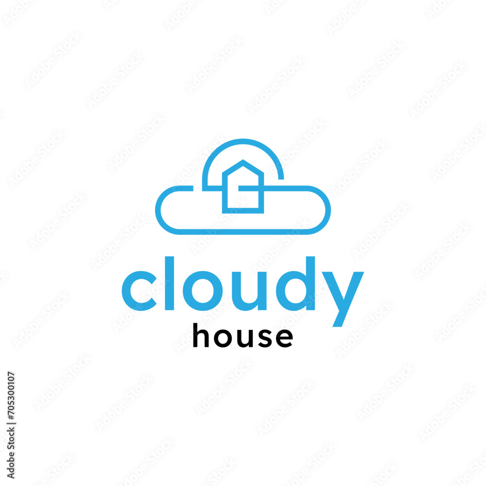 Minimalist letter S with cloud logo design template