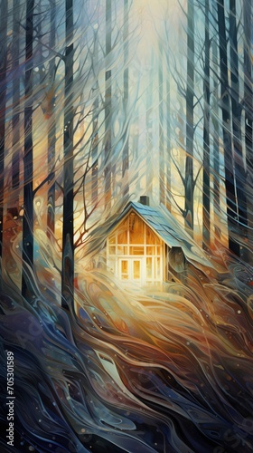 Mystical Cabin in the Enchanted Forest