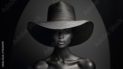 Woman with an Elegant Wide-Brimmed Hat