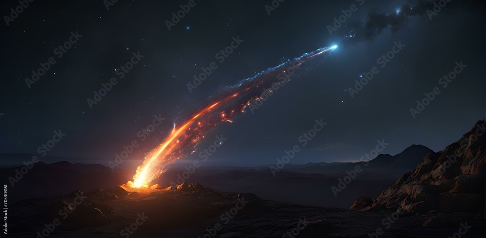 A meteor in the night sky